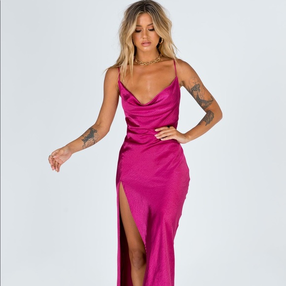 Princess Polly LIONESS Silk slit dress - Picture 1 of 16